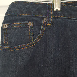 Bootleg cut, dark wash jeans